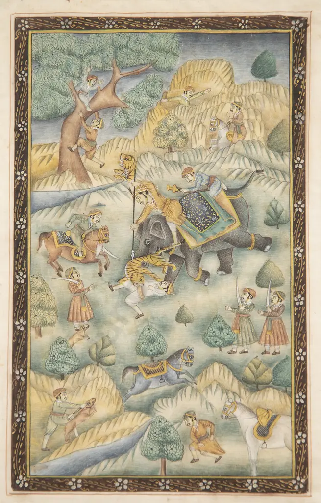 Antique Mughal Painting on Silk Image 1++
