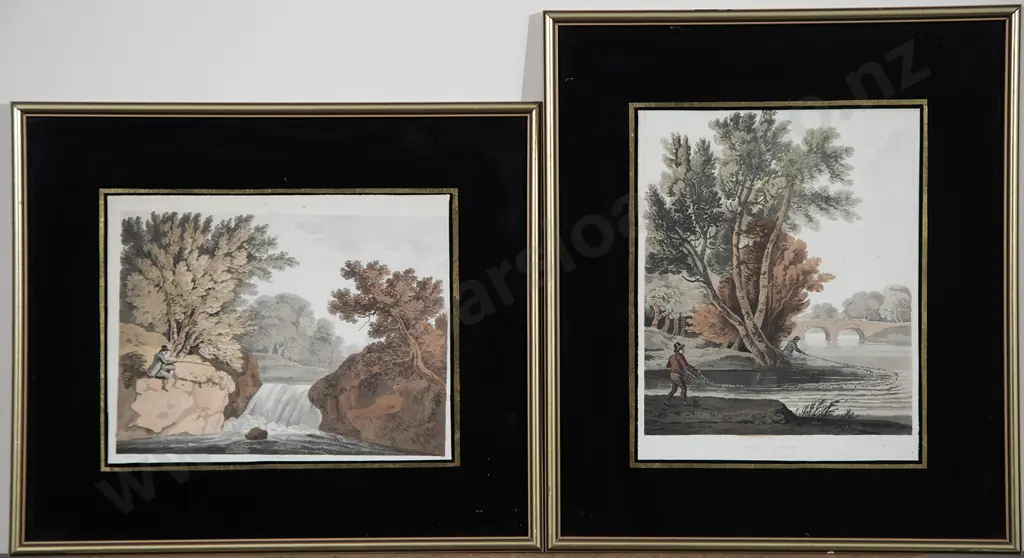 Pair Geo III Fishing Aquatints Image 1++