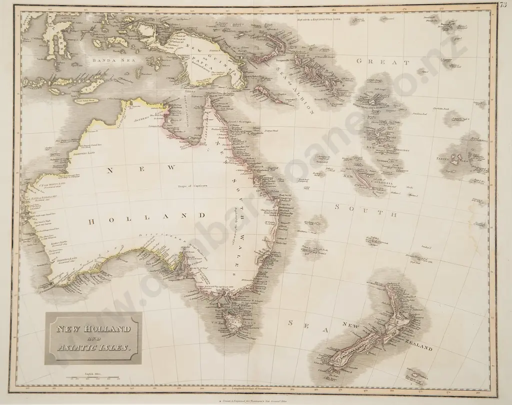Early 19Cth Hand Coloured Map of New Holland and Asiatic Isles Image 1++