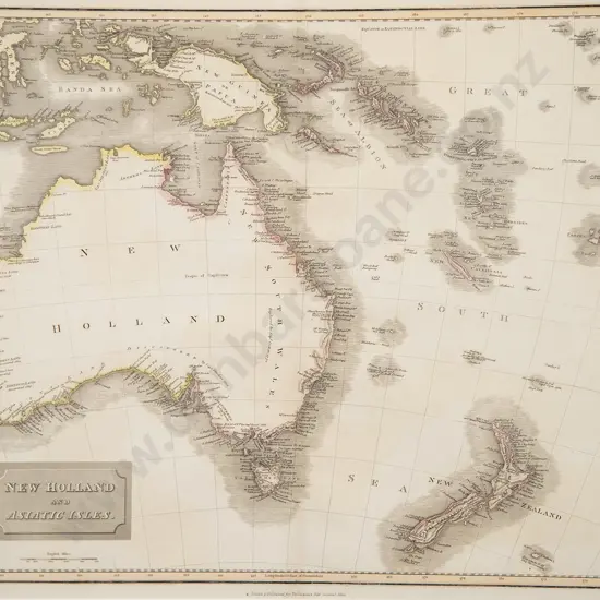 Early 19Cth Hand Coloured Map of New Holland and Asiatic Isles