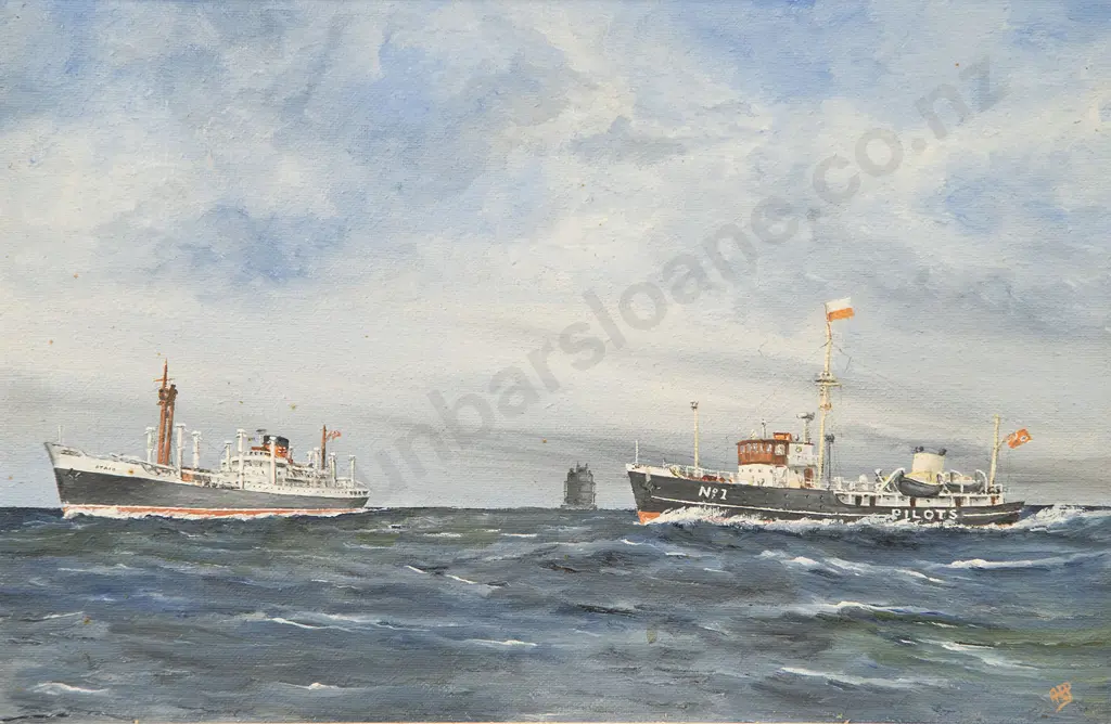 Study of Pilot Vessel Bembridge Approaching Motor Vessel Otaio Image 1++