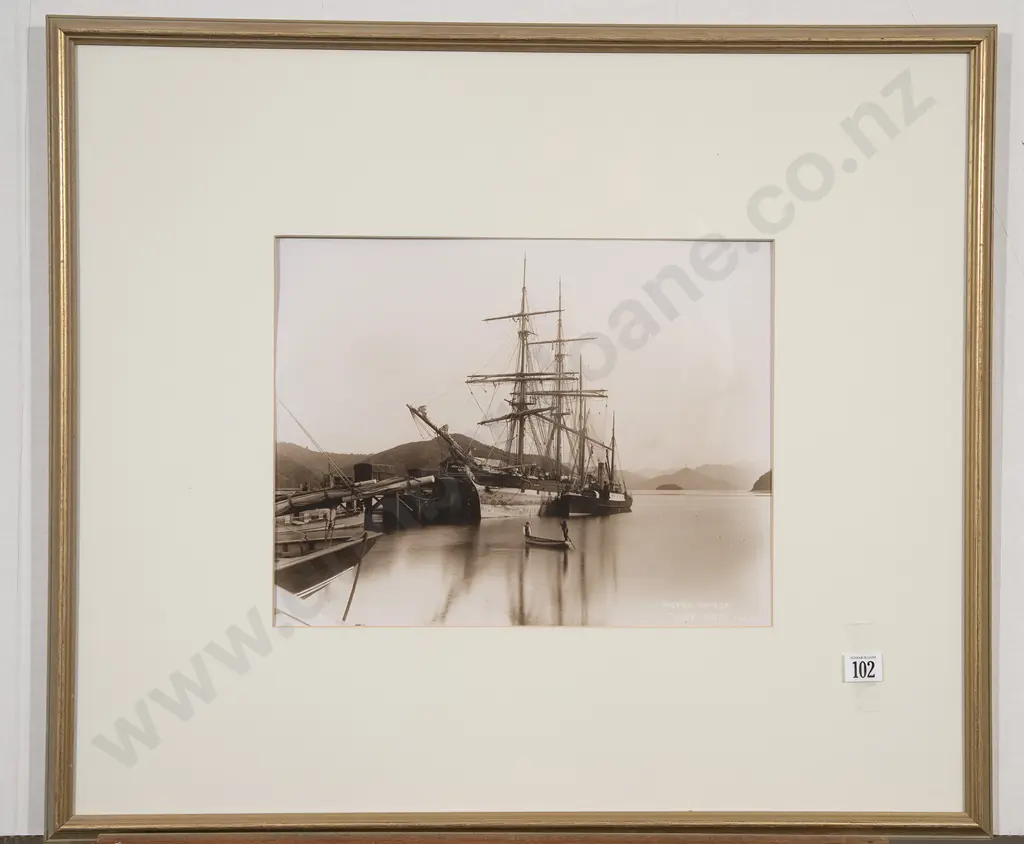Sepia Photograph of Picton Wharf and Two Smaller Photographs Image 1++