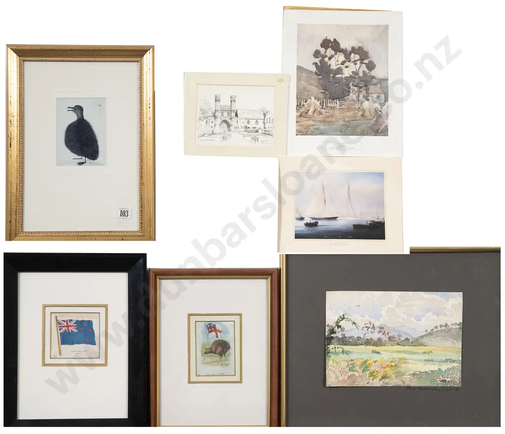 A Small Group of Minor Prints and Framed NZ Silk Cigarette Cards Image 1++