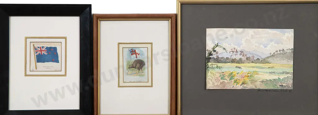 A Small Group of Minor Prints and Framed NZ Silk Cigarette Cards Image 1++