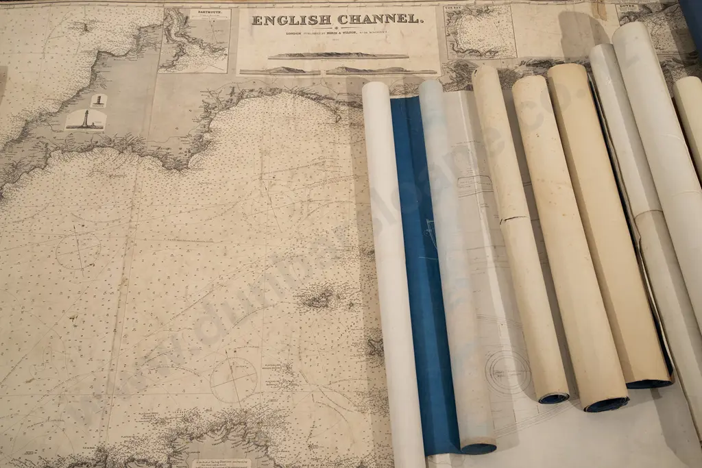 Ten Ship's Blueprints Including Two Laid On board Image 1++