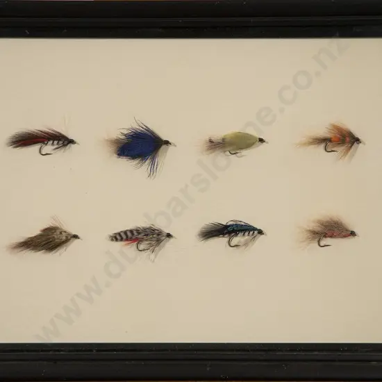 Framed Display of Eight Various Fishing Flys