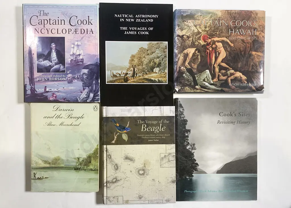 Six Historical Volumes Pertaining to Charles Darwin and James Cook Image 1++