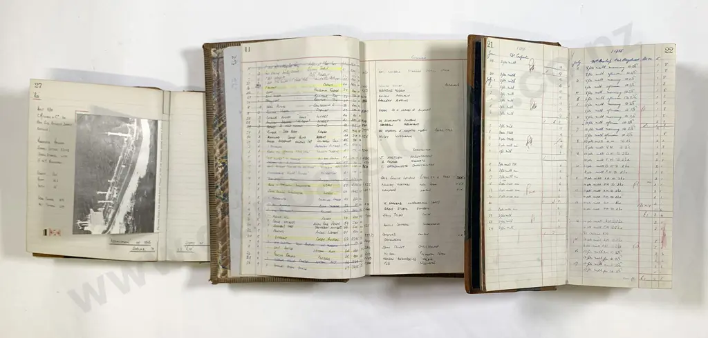 Three Vintage Chamoix Bound Ledgers Image 1++
