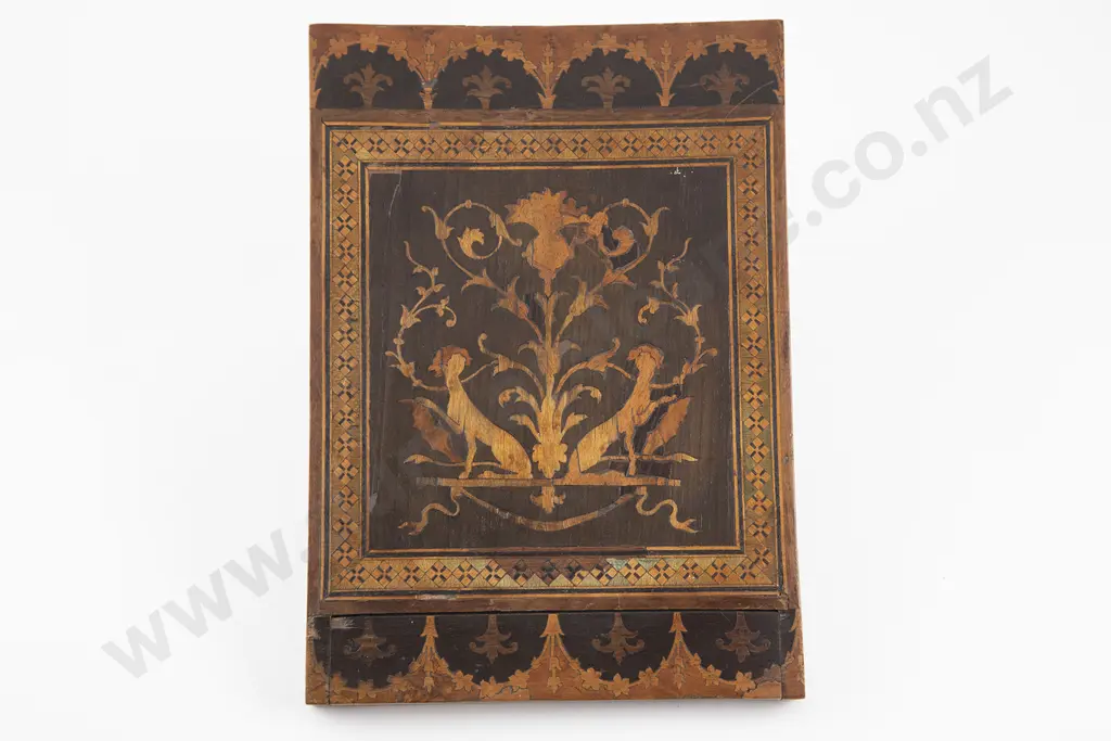 C19th Small Marquetry Folding Travelling Shaving Mirror Image 1++