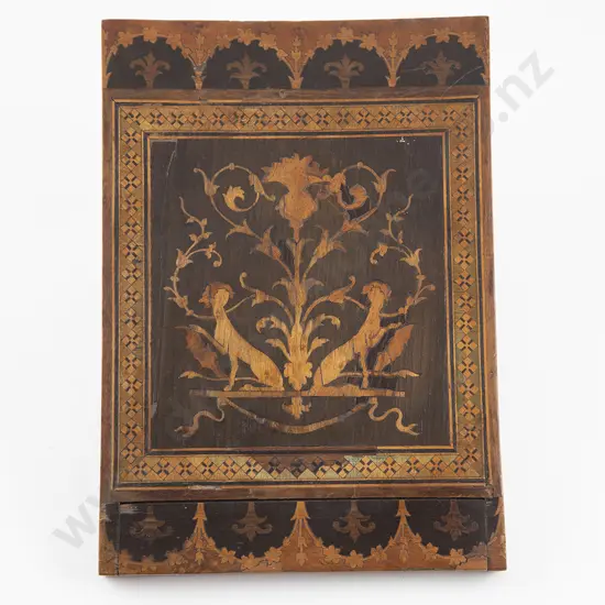 C19th Small Marquetry Folding Travelling Shaving Mirror