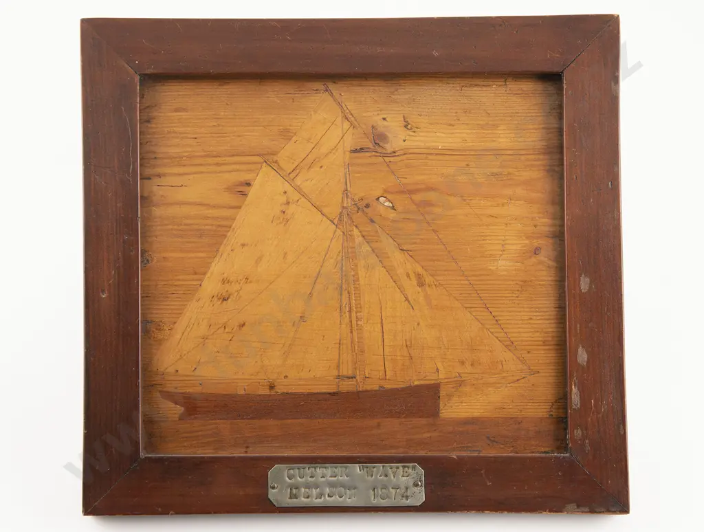 Interesting Late C19th Framed Marquetry Panel Of The Cutter "Wave" Image 1++