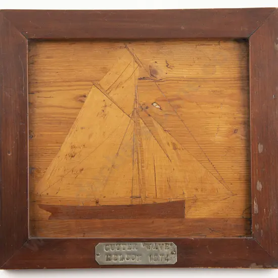 Interesting Late C19th Framed Marquetry Panel Of The Cutter "Wave"