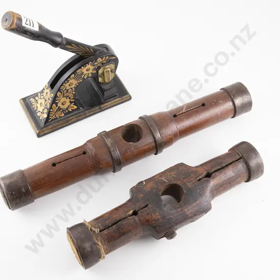 Two Vict Boatwrights Caulking Mallets & Letterhead Press