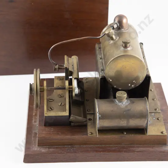 Vintage Mahogany Boxed Brass Live Steam Engine
