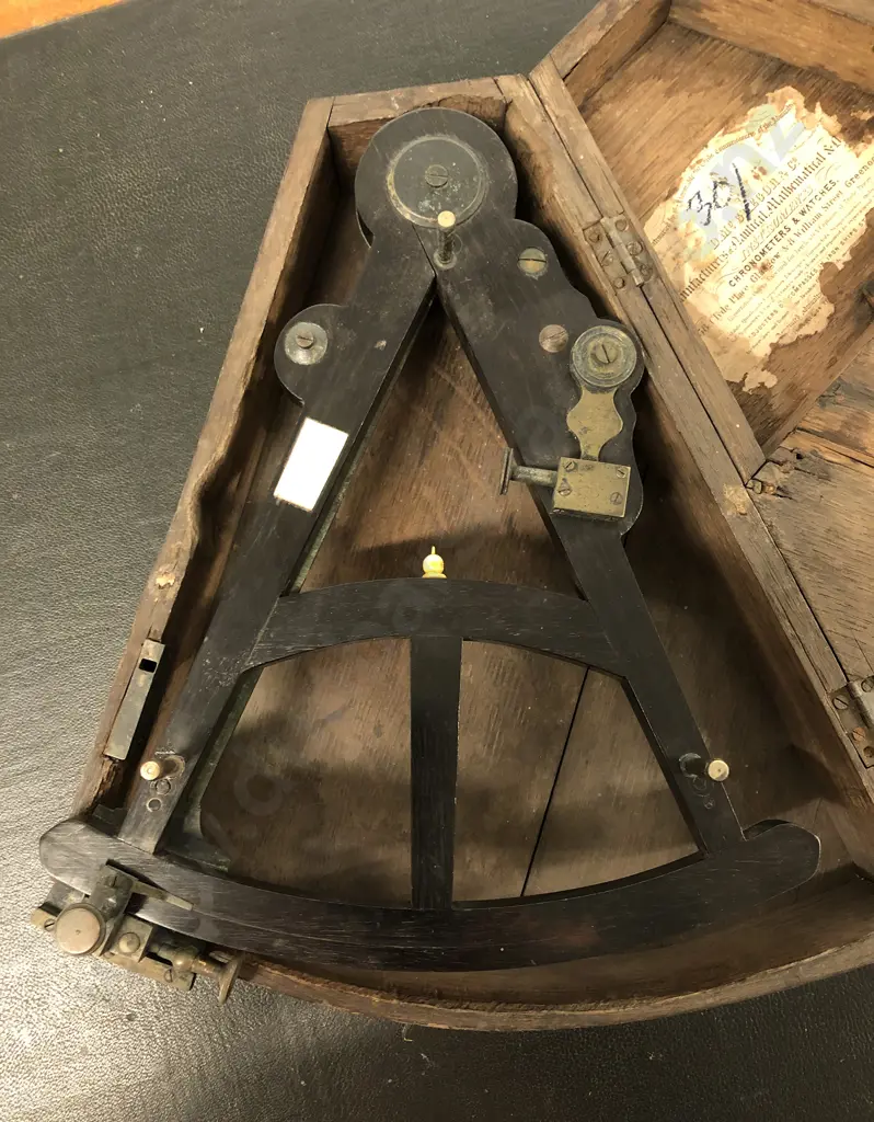C19th Oak Cased Radius Octant By Norie & Co London Image 1++