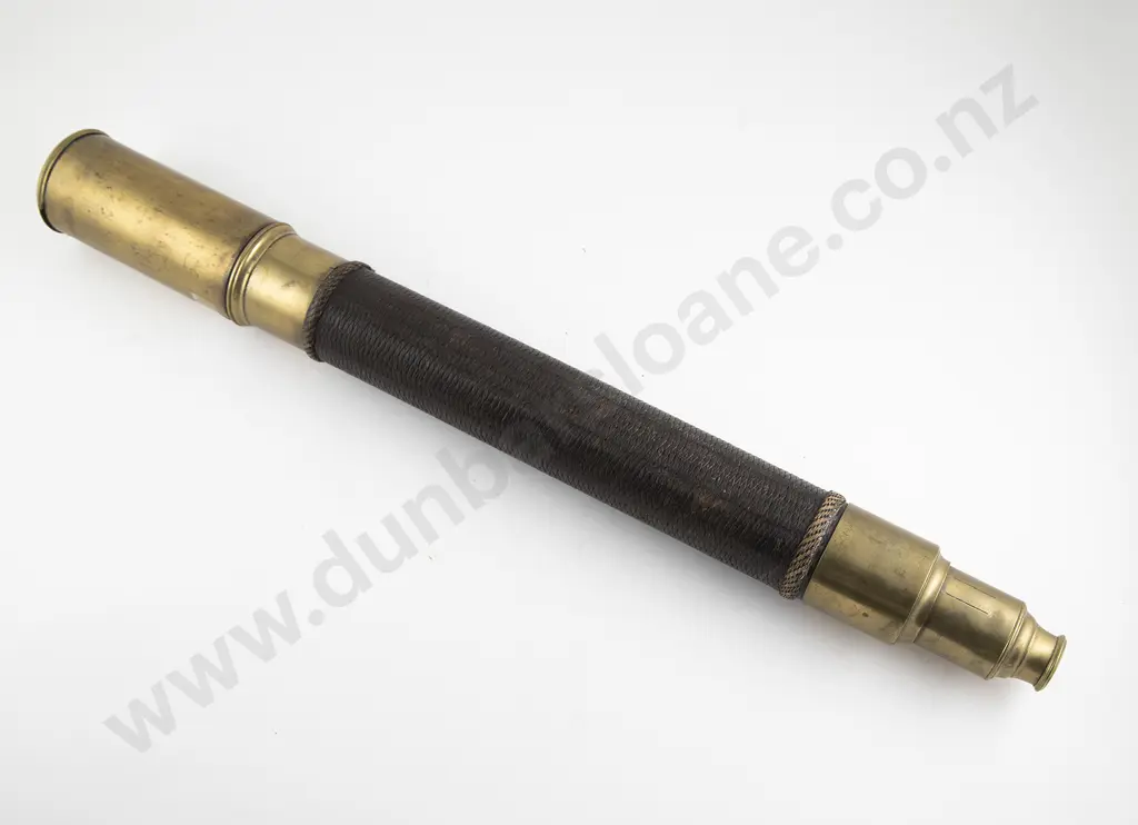 Large Vict Brass & Leather Bound Naval Telescope Image 1++