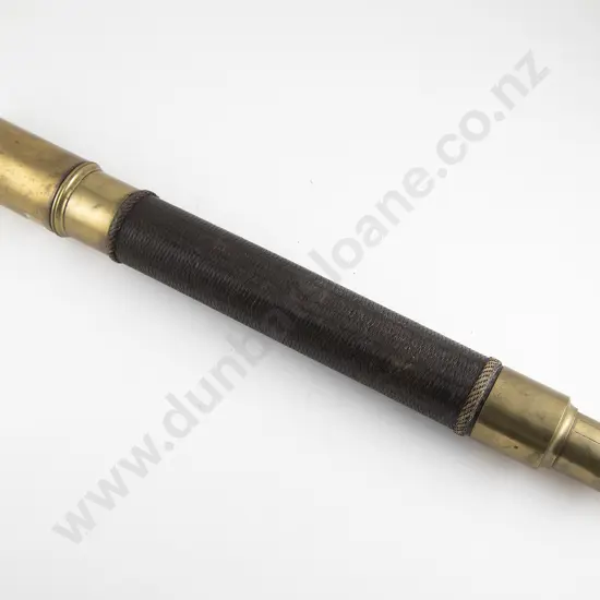 Large Vict Brass & Leather Bound Naval Telescope