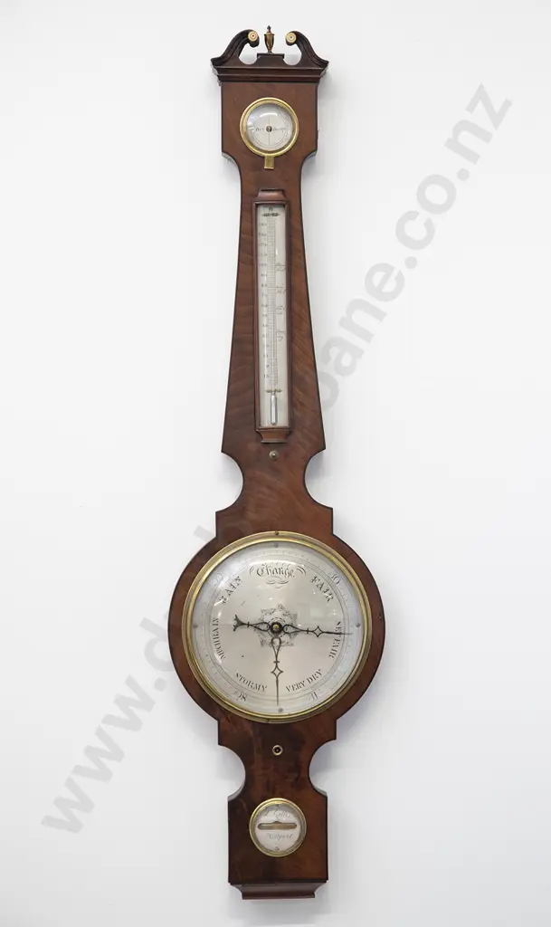 C19th Mahogany Banjo or Wheel Barometer By Lilli Of Newport Image 1++