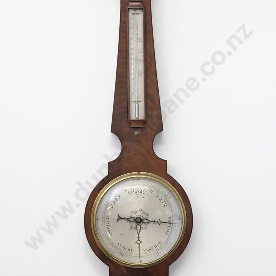 C19th Mahogany Banjo or Wheel Barometer By Lilli Of Newport
