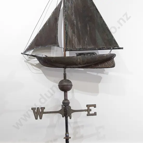 Antique Marine Copper & Brass Weather Vane Sailing Boat