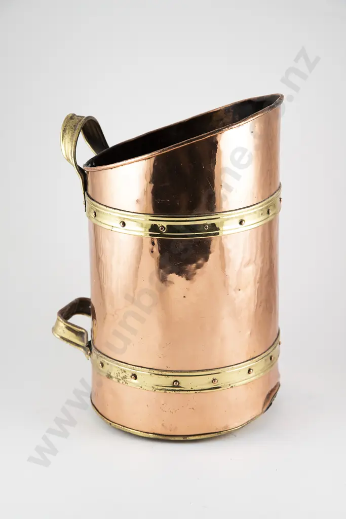 Copper & Brass Bound Coal Bucket Image 1++