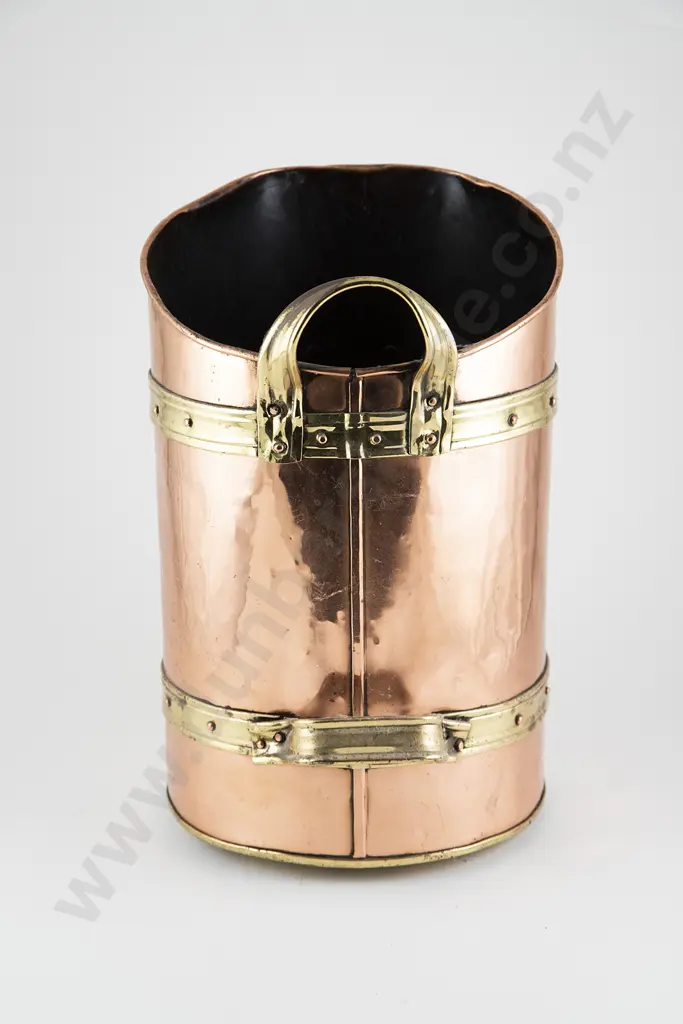 Copper & Brass Bound Coal Bucket Image 1++