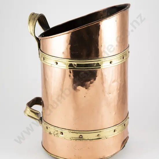 Copper & Brass Bound Coal Bucket