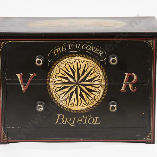 Reproduction Vict Style Marine Painted 2 Drawer Chest