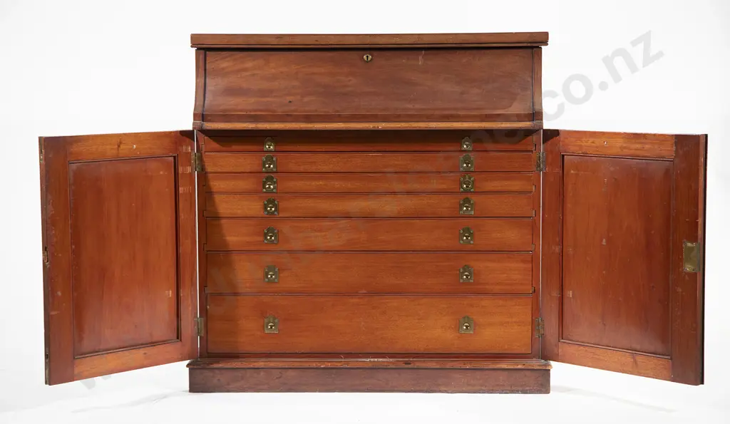 C19th Mahogany Ships Map Chest Image 1++