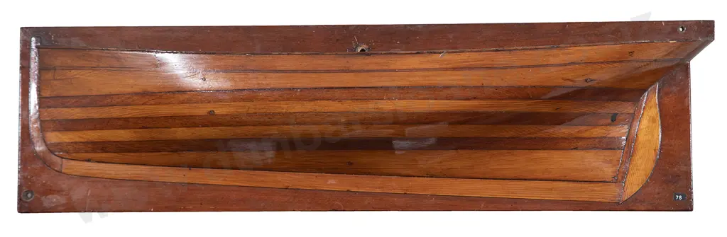 A Half Hull Model Of A Banded Sailing Boat Image 1++