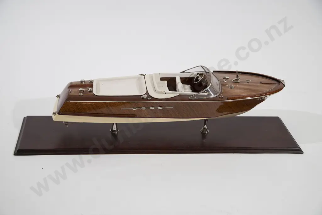 Model of a Vintage Motor Boat on a mahogany stand Image 1++