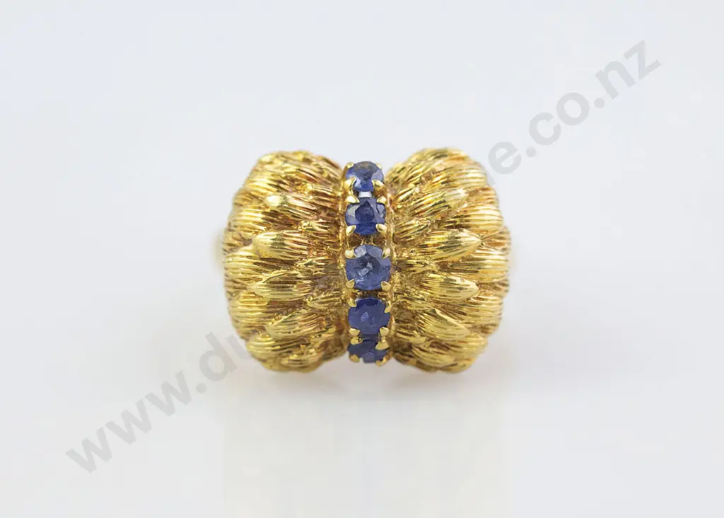 18ct Five Stone Sapphire Modern Design Dress Ring Image 1++