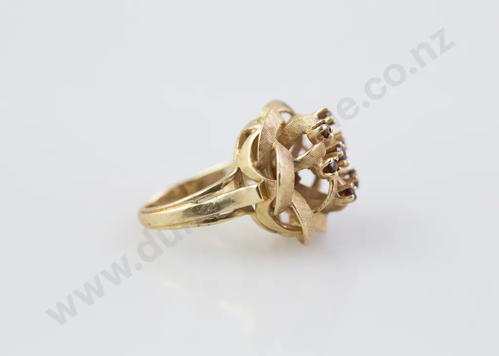 14ct Seven Stone Garnet Modern Design Dress Ring Image 1++