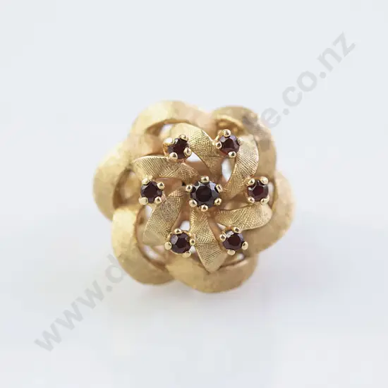 14ct Seven Stone Garnet Modern Design Dress Ring