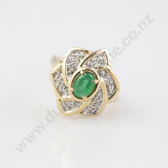 14ct 25stone Emerald and Diamond Cluster Ring