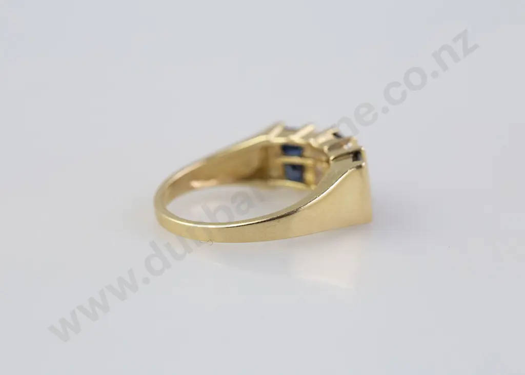 14ct 15stone Sapphire and Diamond Bridge Ring Image 1++