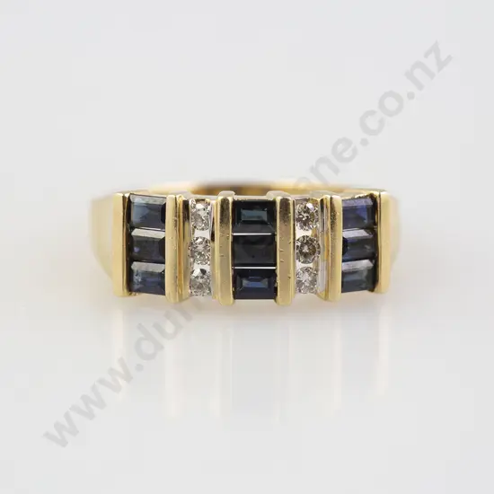 14ct 15stone Sapphire and Diamond Bridge Ring