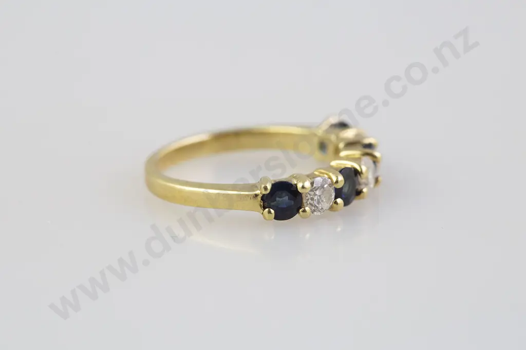 18ct Seven Stone Sapphire and Diamond Bridge Ring Image 1++