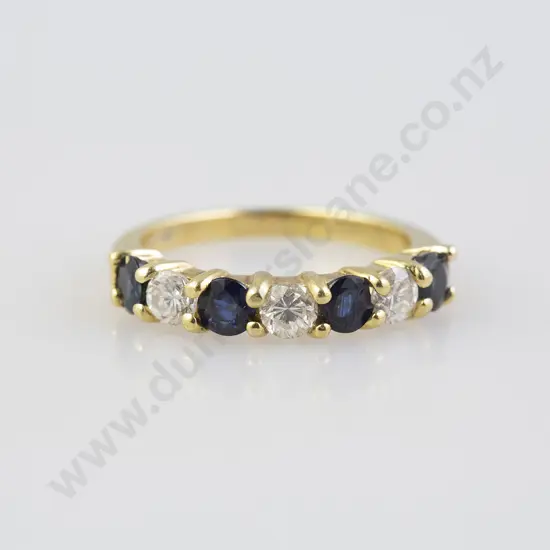 18ct Seven Stone Sapphire and Diamond Bridge Ring