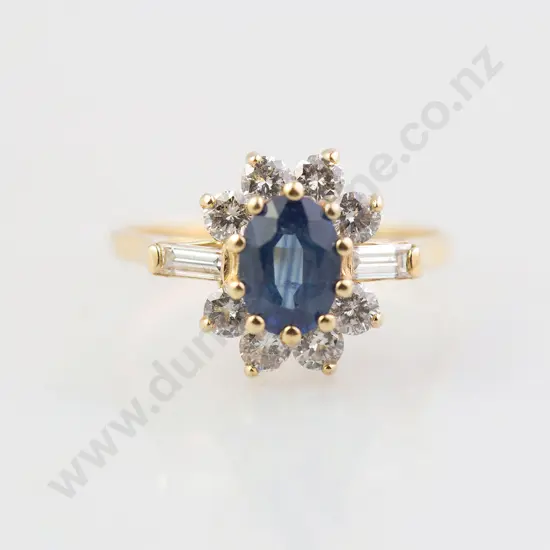 14ct Eleven Stone Sapphire and Diamond Cluster Ring