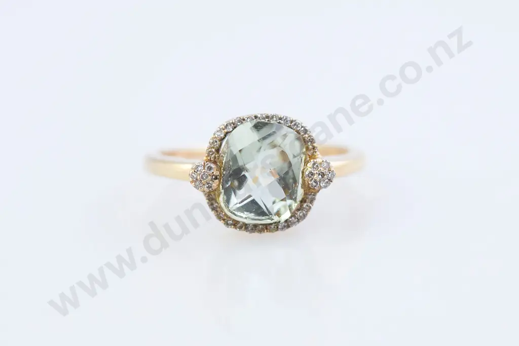 14ct 38stone Aquamarine and Diamond Cluster Ring Image 1++