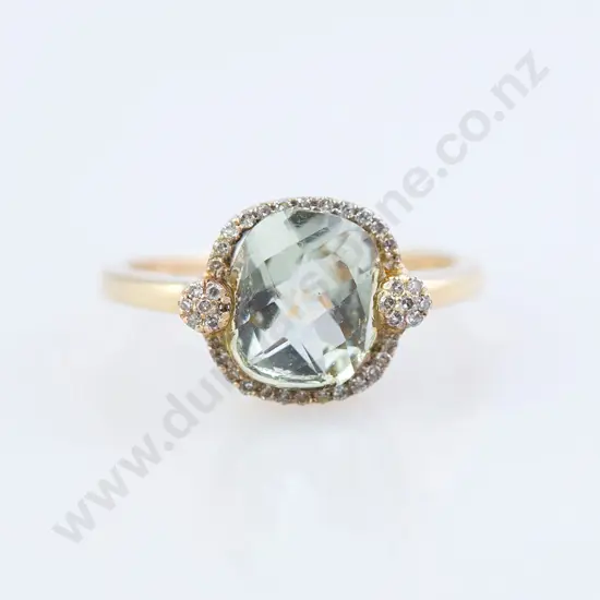 14ct 38stone Aquamarine and Diamond Cluster Ring