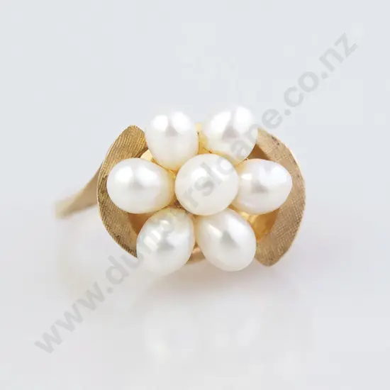 14ct Seven Pearl Cluster Ring