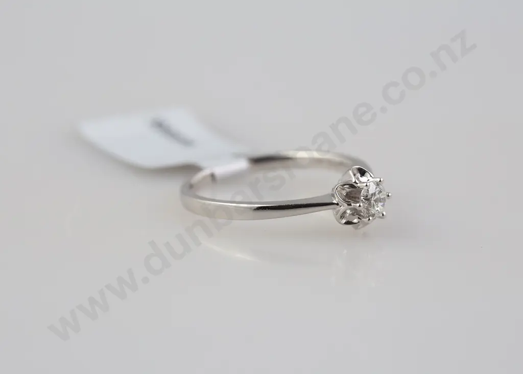 As New 18ct White Gold Solitaire Diamond Ring Image 1++