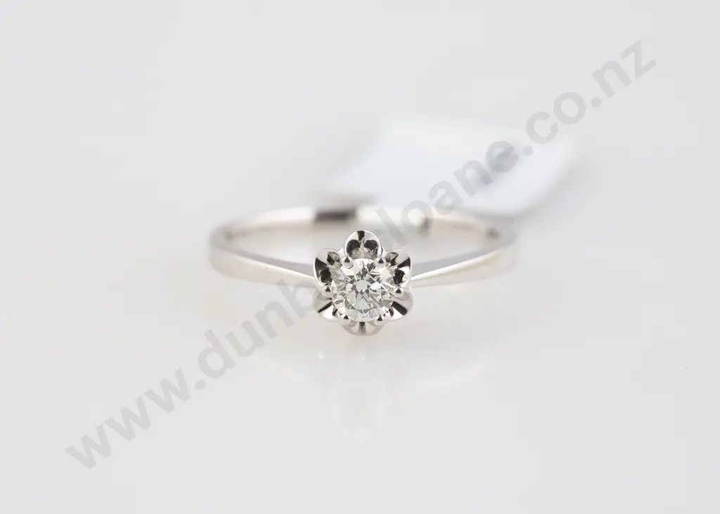 As New 18ct White Gold Solitaire Diamond Ring Image 1++
