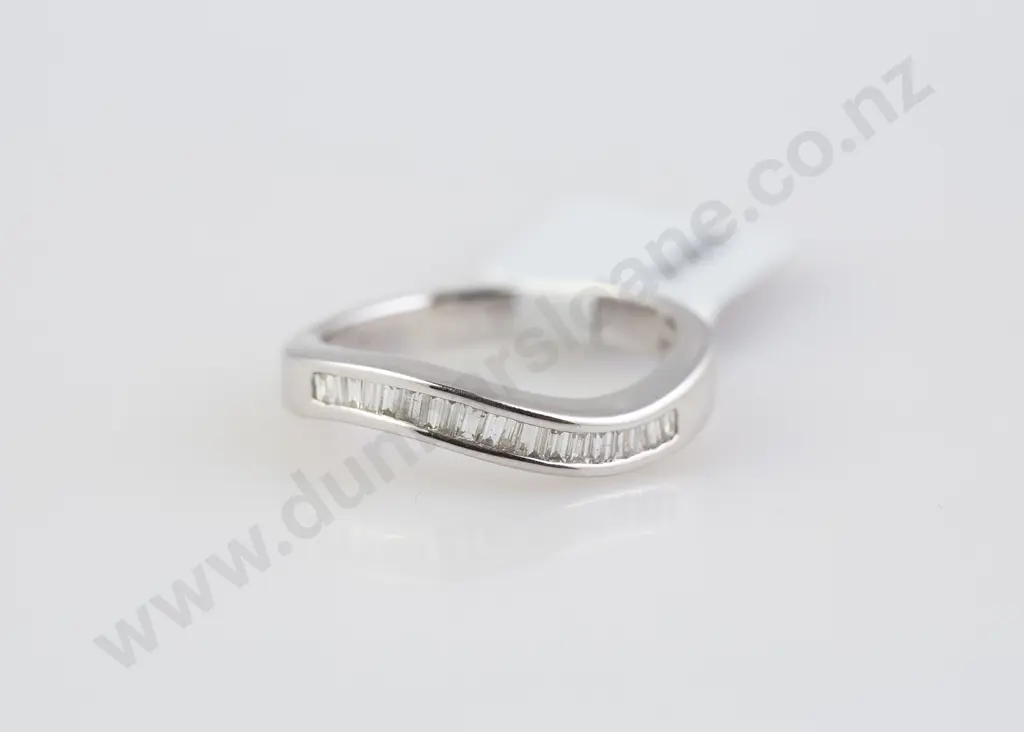As New 18ct White Gold Diamond Curve Band Image 1++