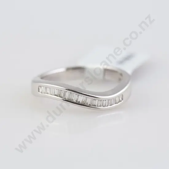 As New 18ct White Gold Diamond Curve Band