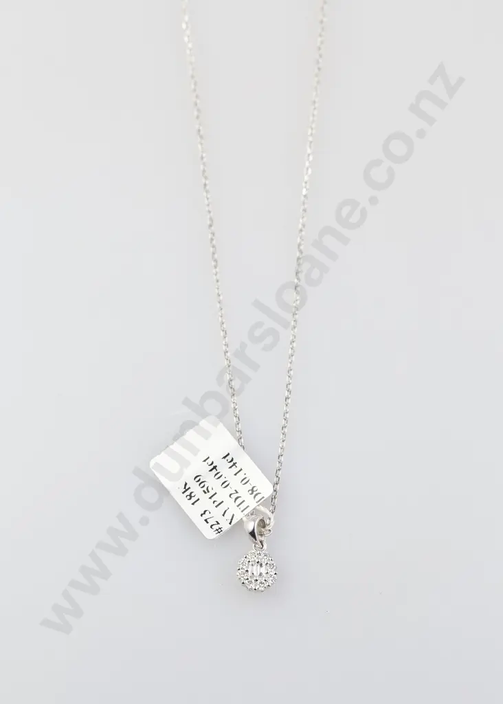 As New 18ct White Gold 10stone Diamond Floret Cluster Pendant Image 1++