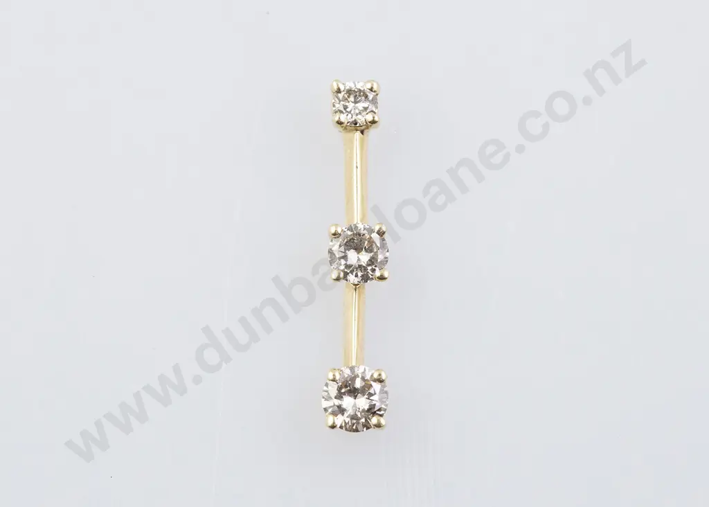 14ct Three Stone Diamond Pendant Image 1++
