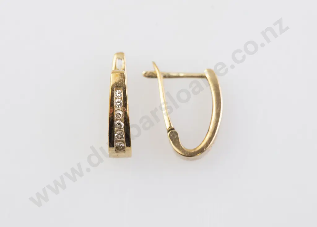 Pair 9ct Diamond Hoop Earrings Image 1++